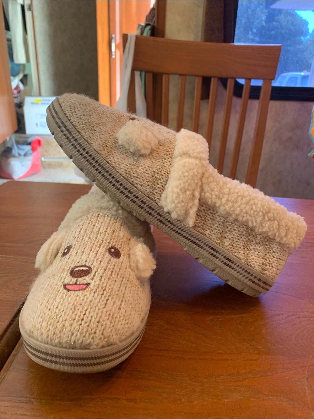Skechers Bobs Too Cozy Puppy Pal Slippers Ribbed Sweater Knit Metallic Threads - Picture 3 of 7